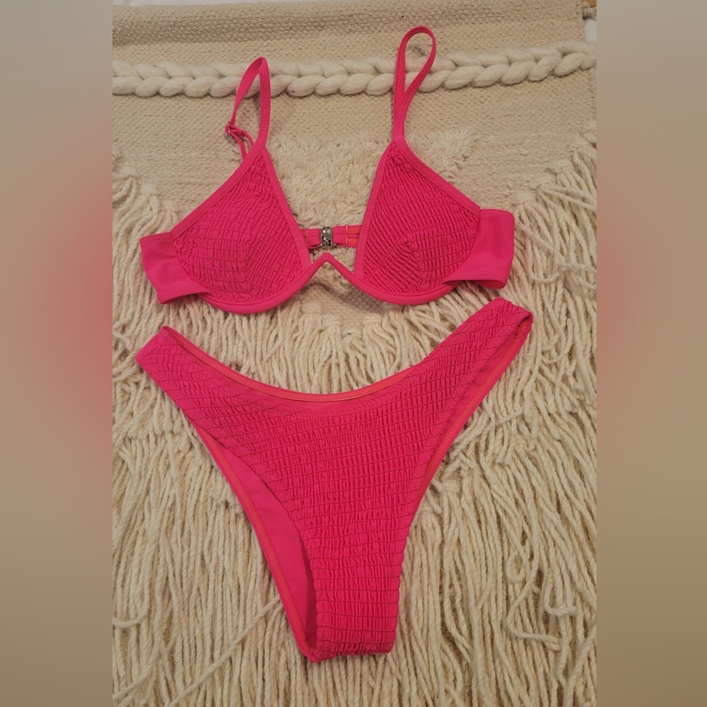 2 piece pink swim suit